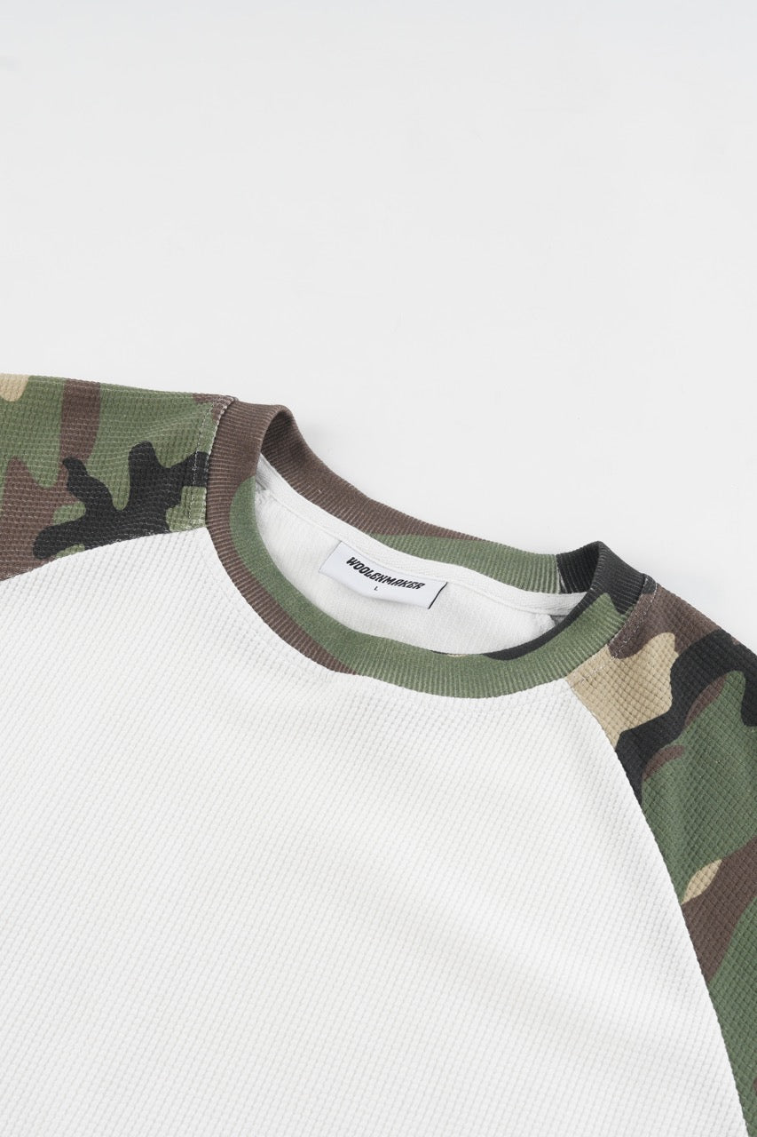 Raglan Waffle Sweatshirt - Camo