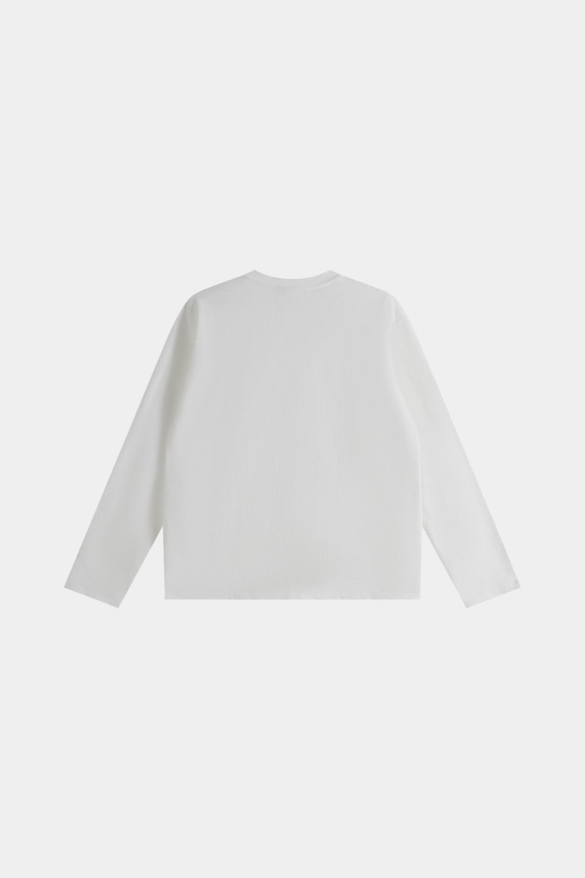 Slub Henley Sweatshirt - White