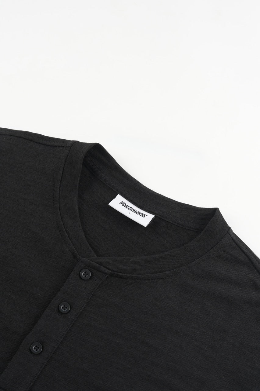 Slub Henley Sweatshirt - Black