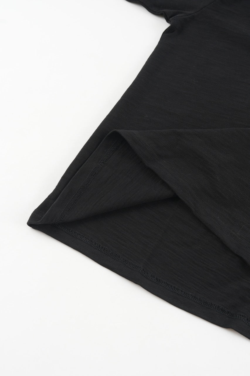 Slub Henley Sweatshirt - Black