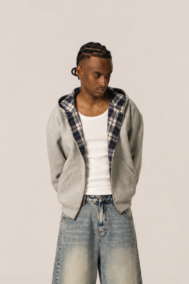 Reversible Zip Up Jacket - Navy
