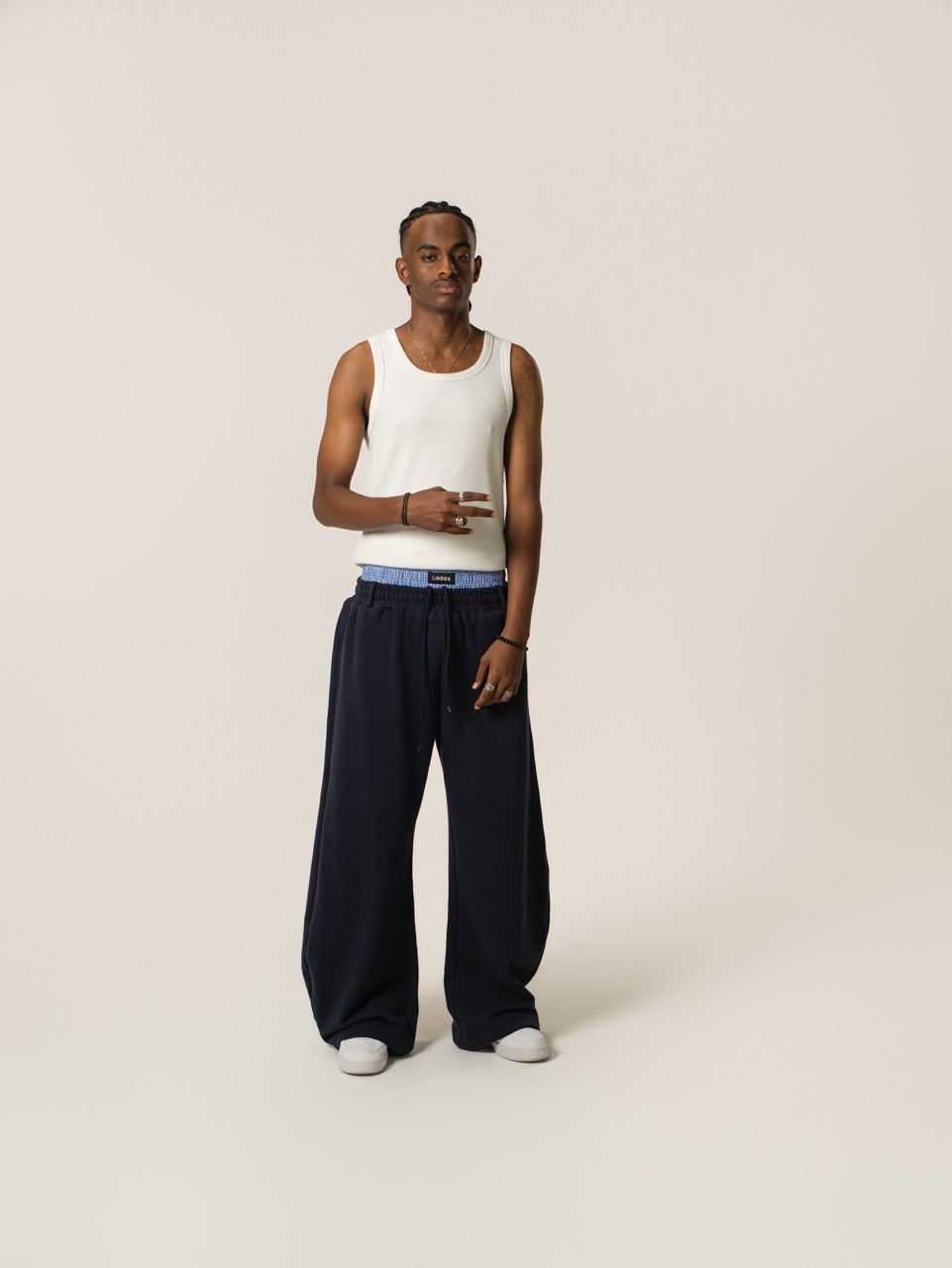 Double Waist Sweatpants - Navy