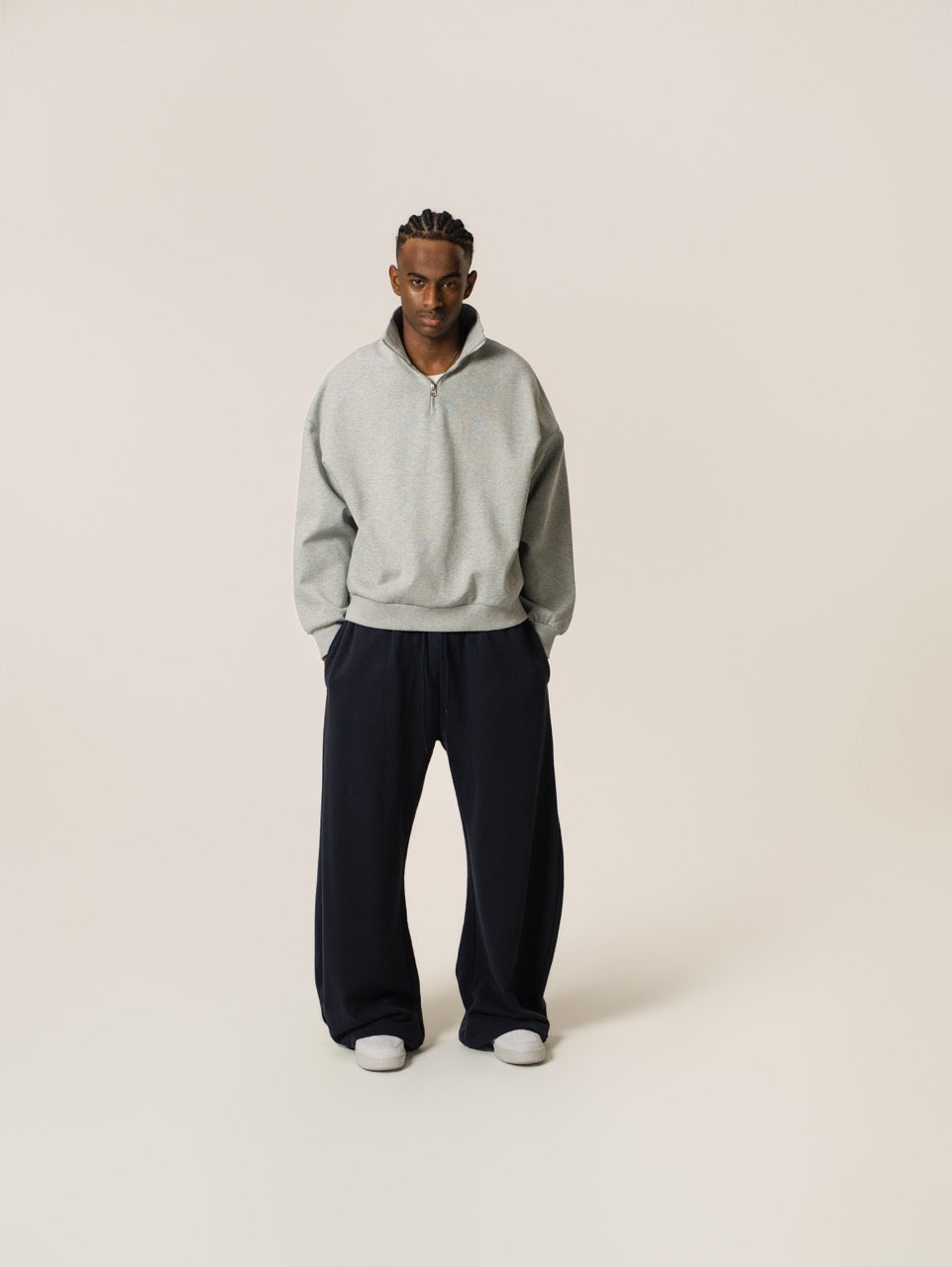 Cropped 1/4 Zip - Grey