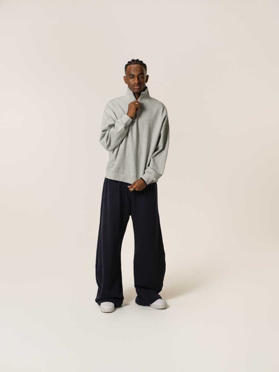 Cropped 1/4 Zip - Grey