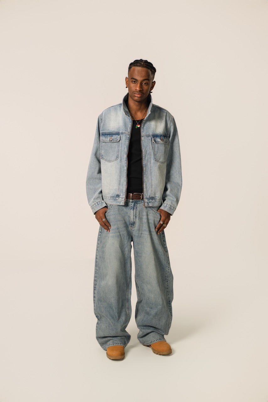 Denim Zip Jacket - WashedBlue