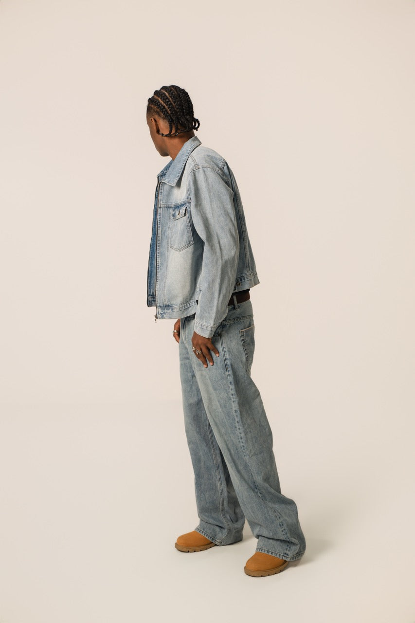 Denim Zip Jacket - WashedBlue