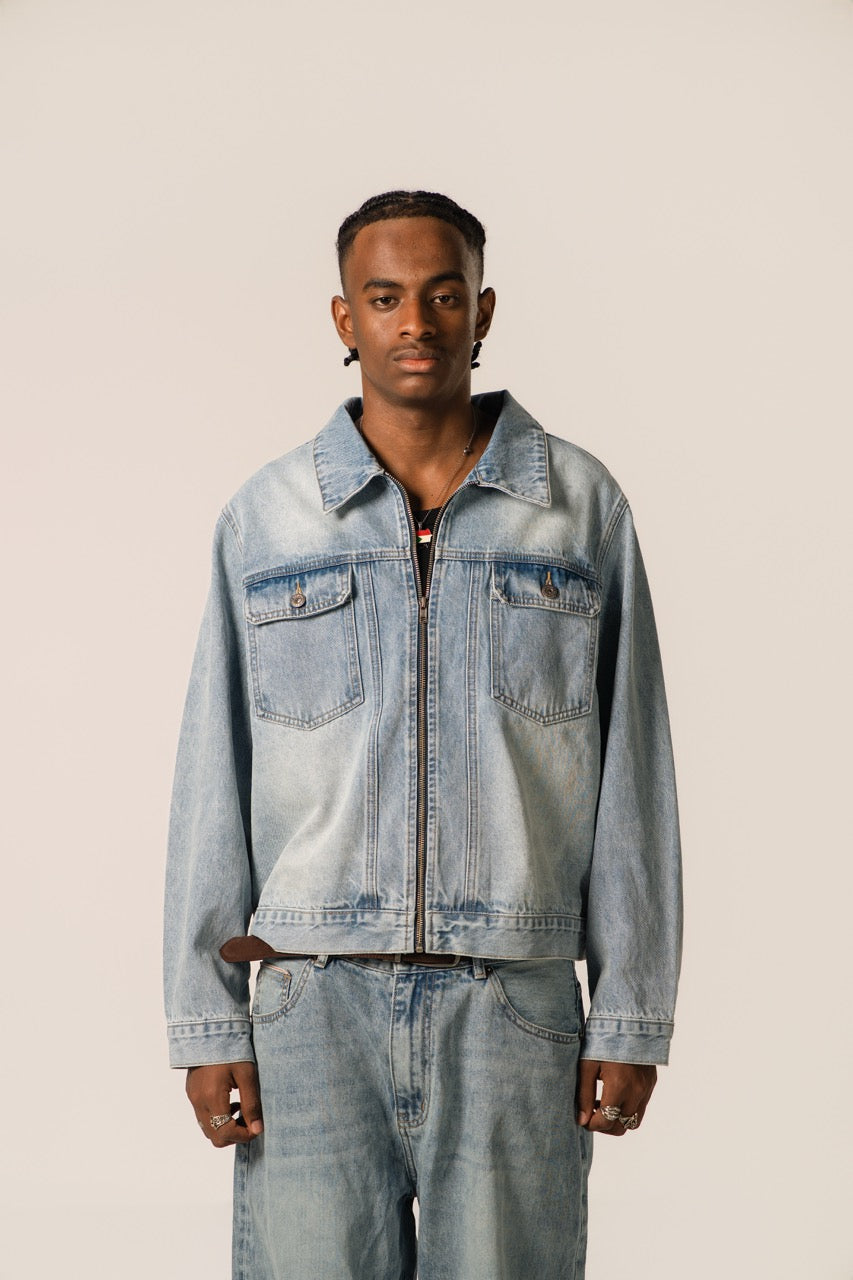 Denim Zip Jacket - WashedBlue