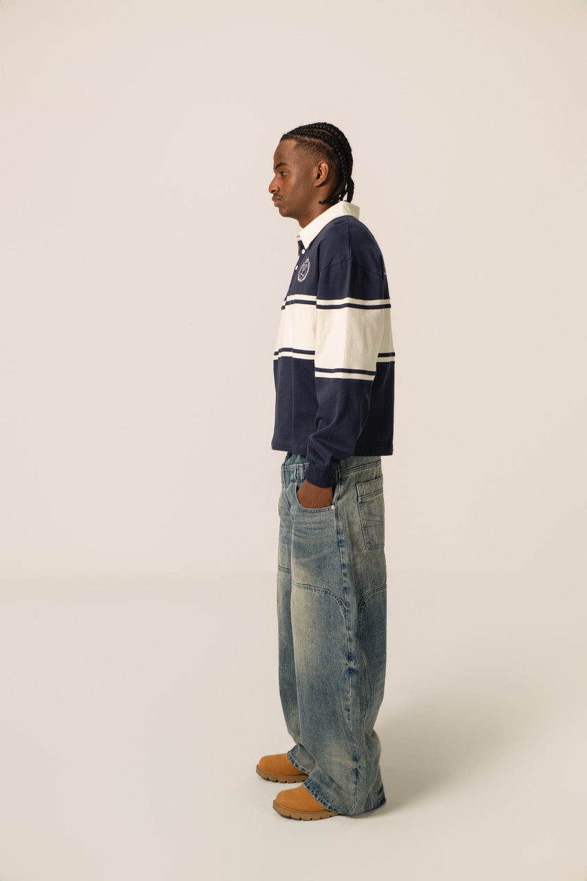 Cropped Rugby Shirt - Navy
