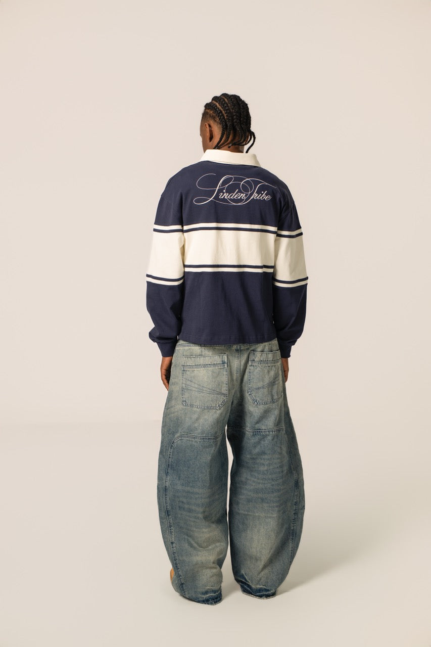 Cropped Rugby Shirt - Navy