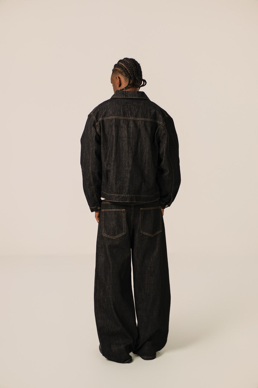 Denim selvedge crudo holgado - Negro