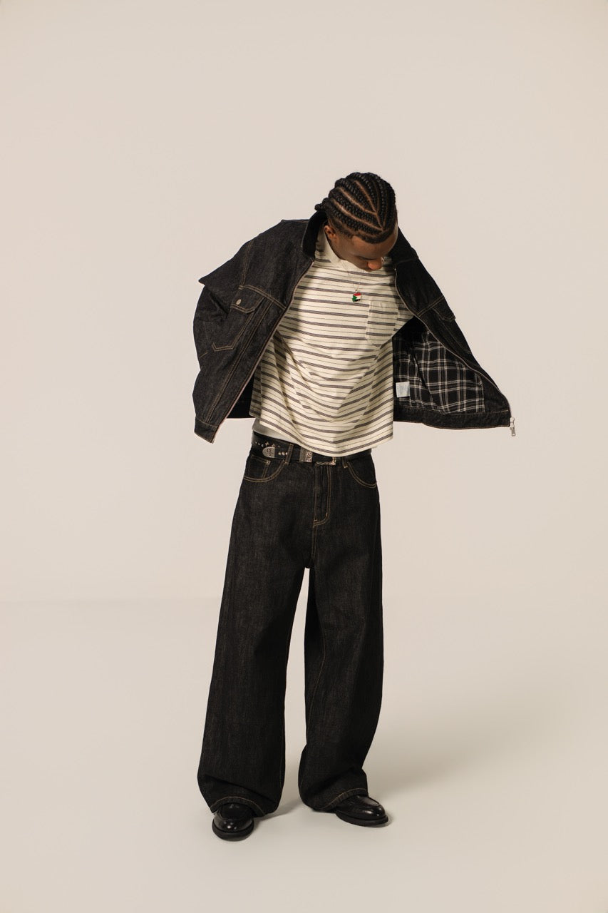 Denim Zip Jacket - Black