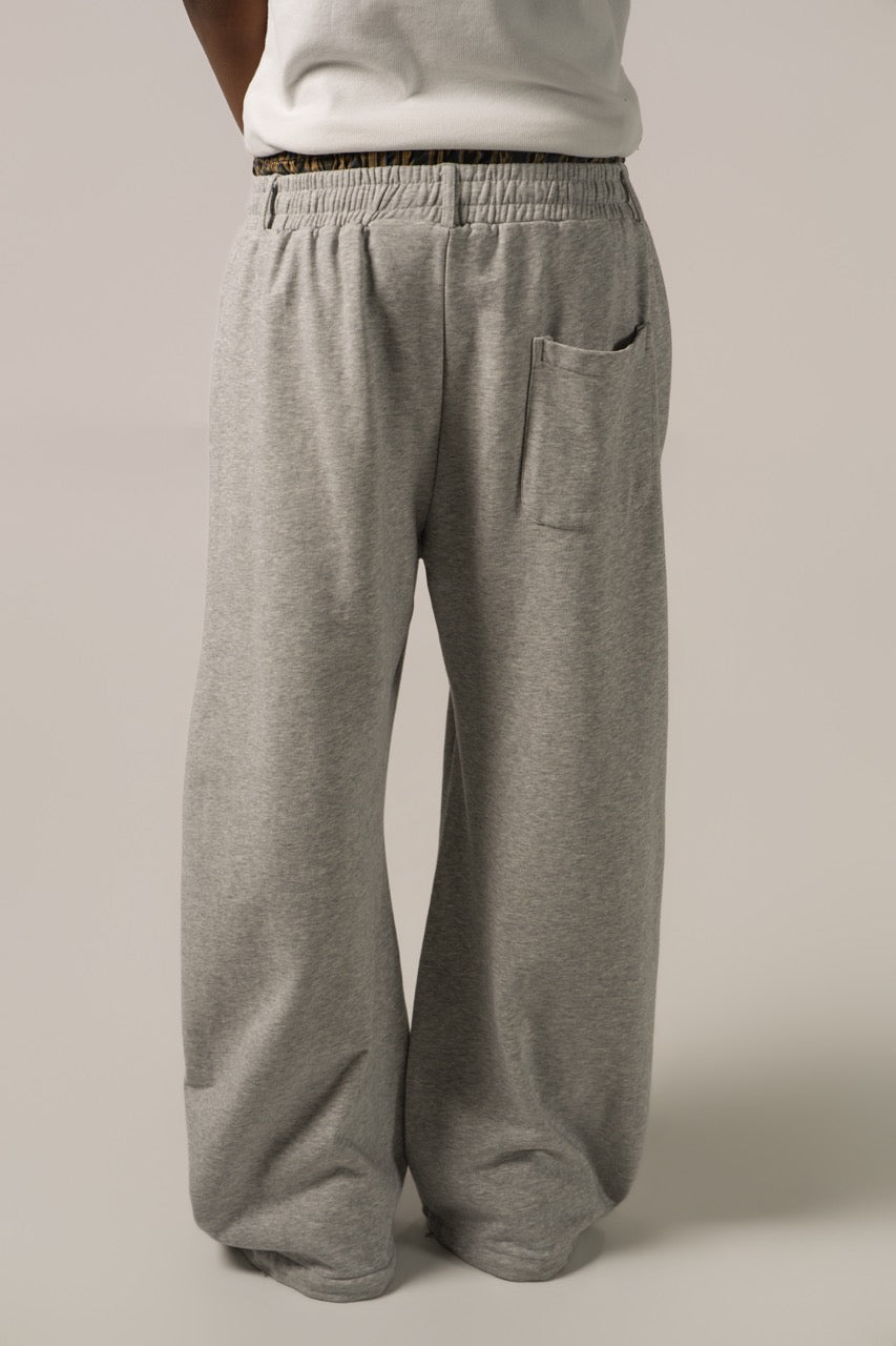Pantalones deportivos de cintura doble gris