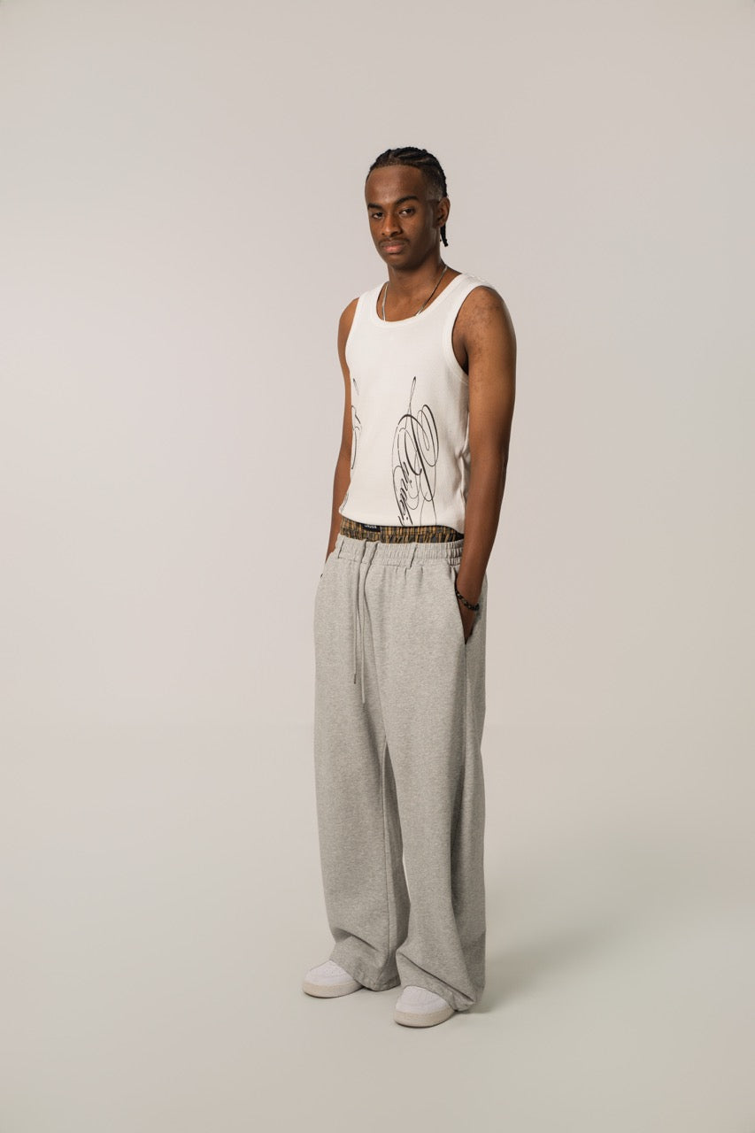 Pantalones deportivos de cintura doble gris