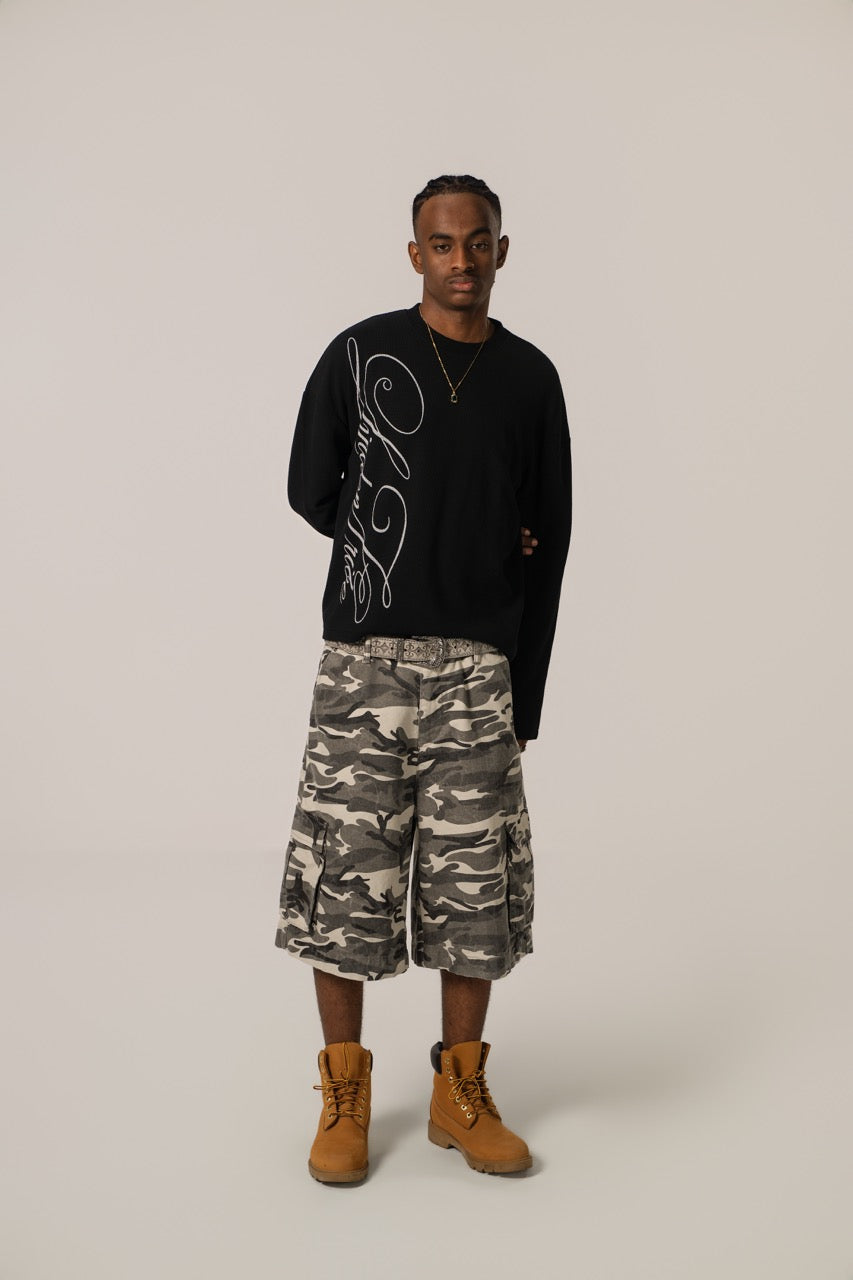 WOOLENMAKER Baggy Cargo Shorts Camo