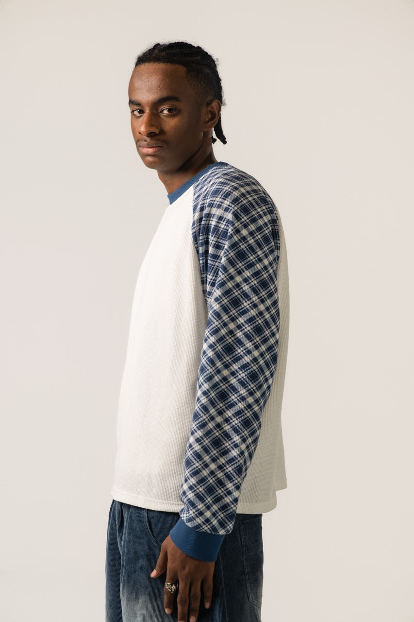 Raglan Waffle Sweatshirt  - Plaid