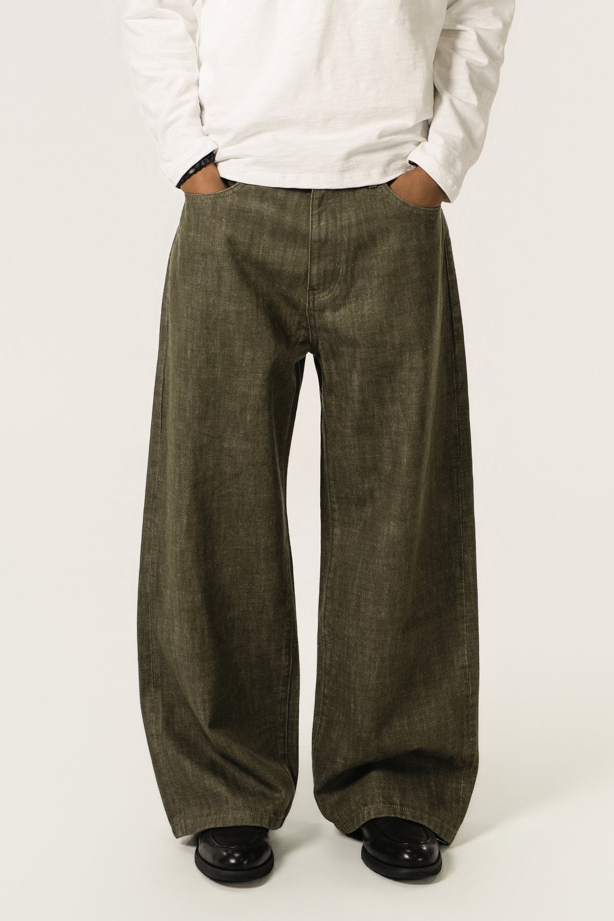 Baggy Raw Selvedge Denim - Olive