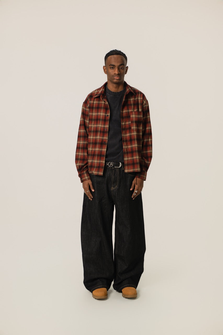 Cropped Flannel - Wine