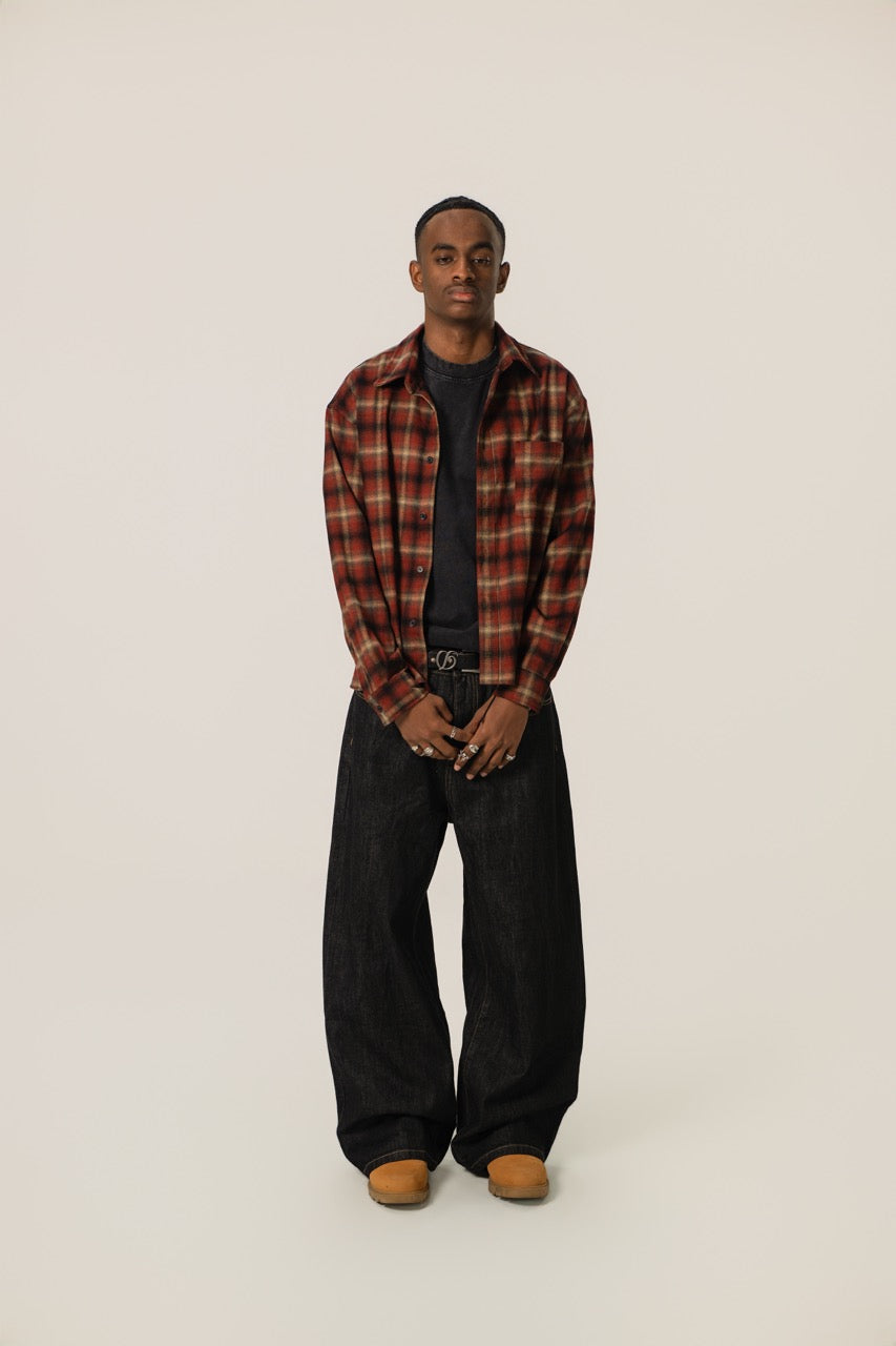 Cropped Flannel - Wine