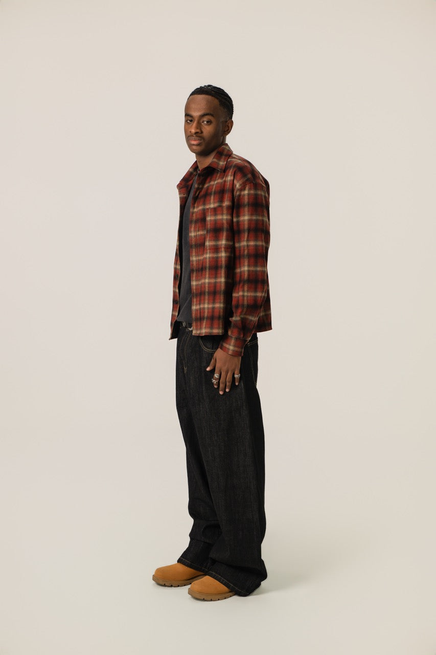 Cropped Flannel - Wine