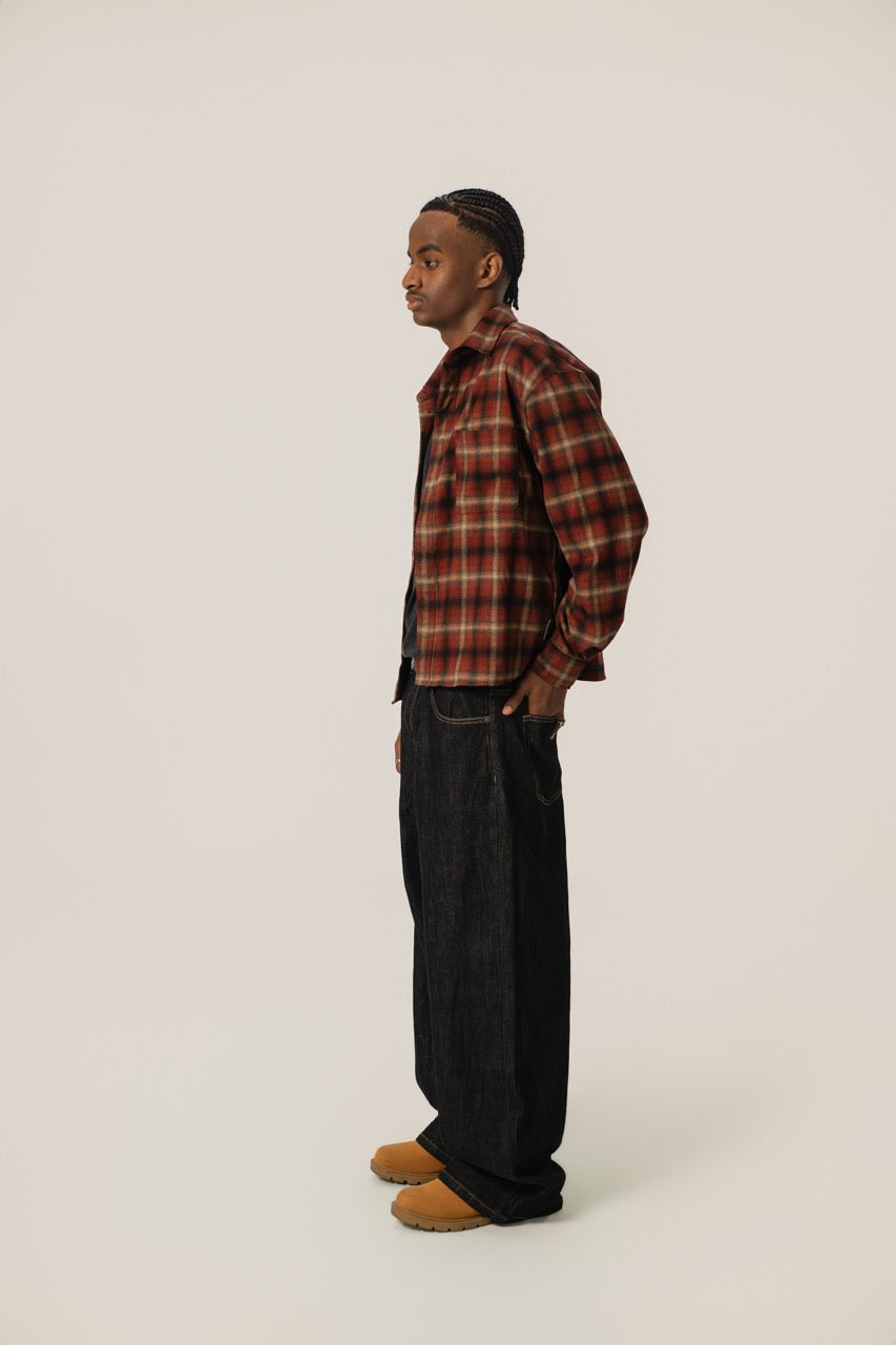 Cropped Flannel - Wine