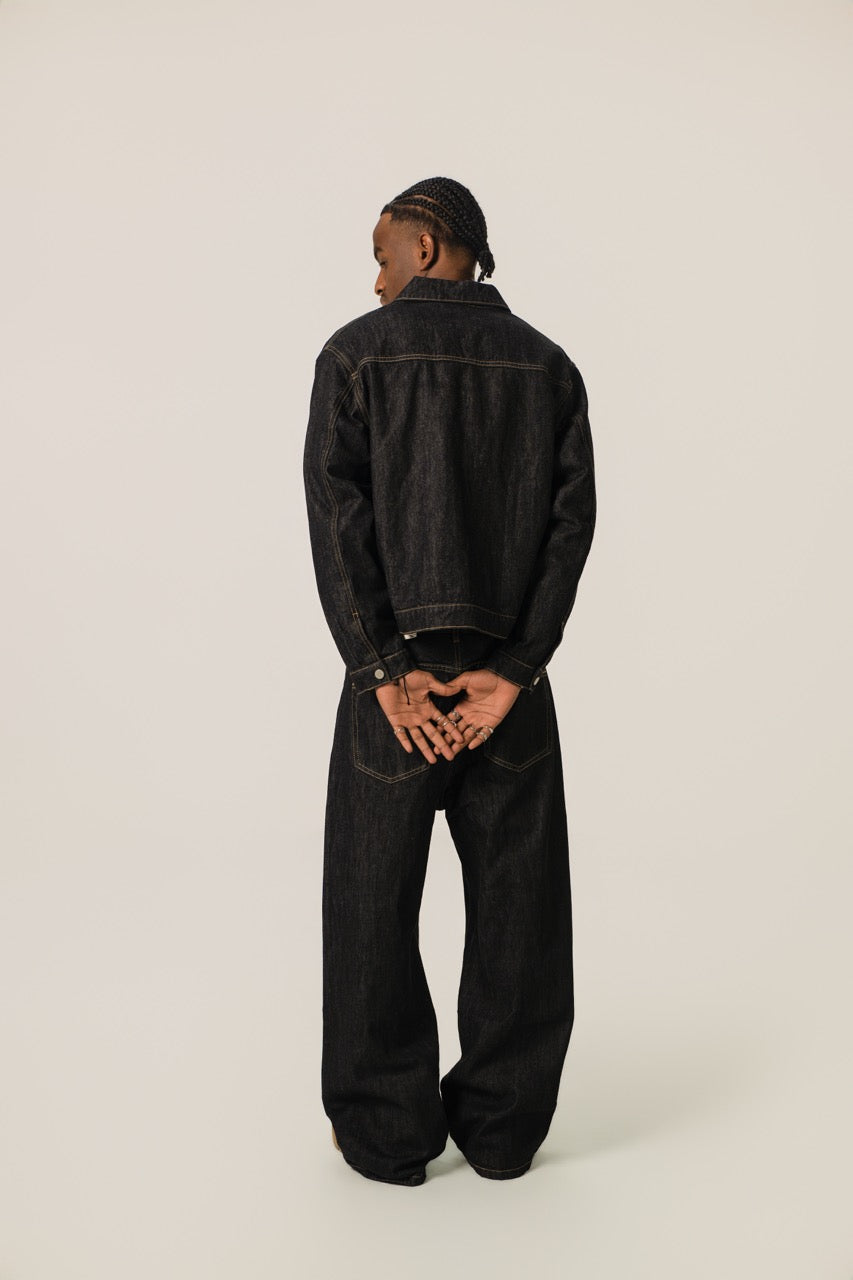 Denim Zip Jacket - Black