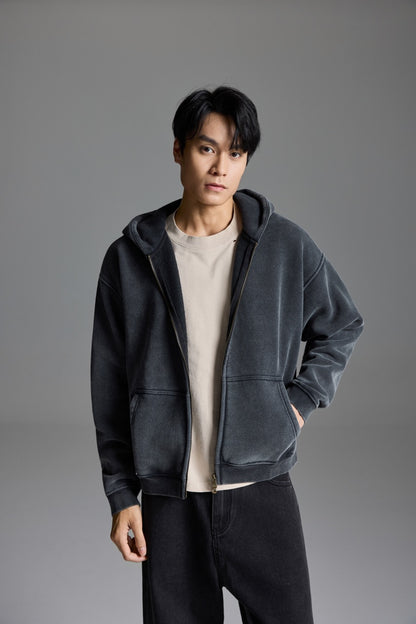 Washed zip hoodie