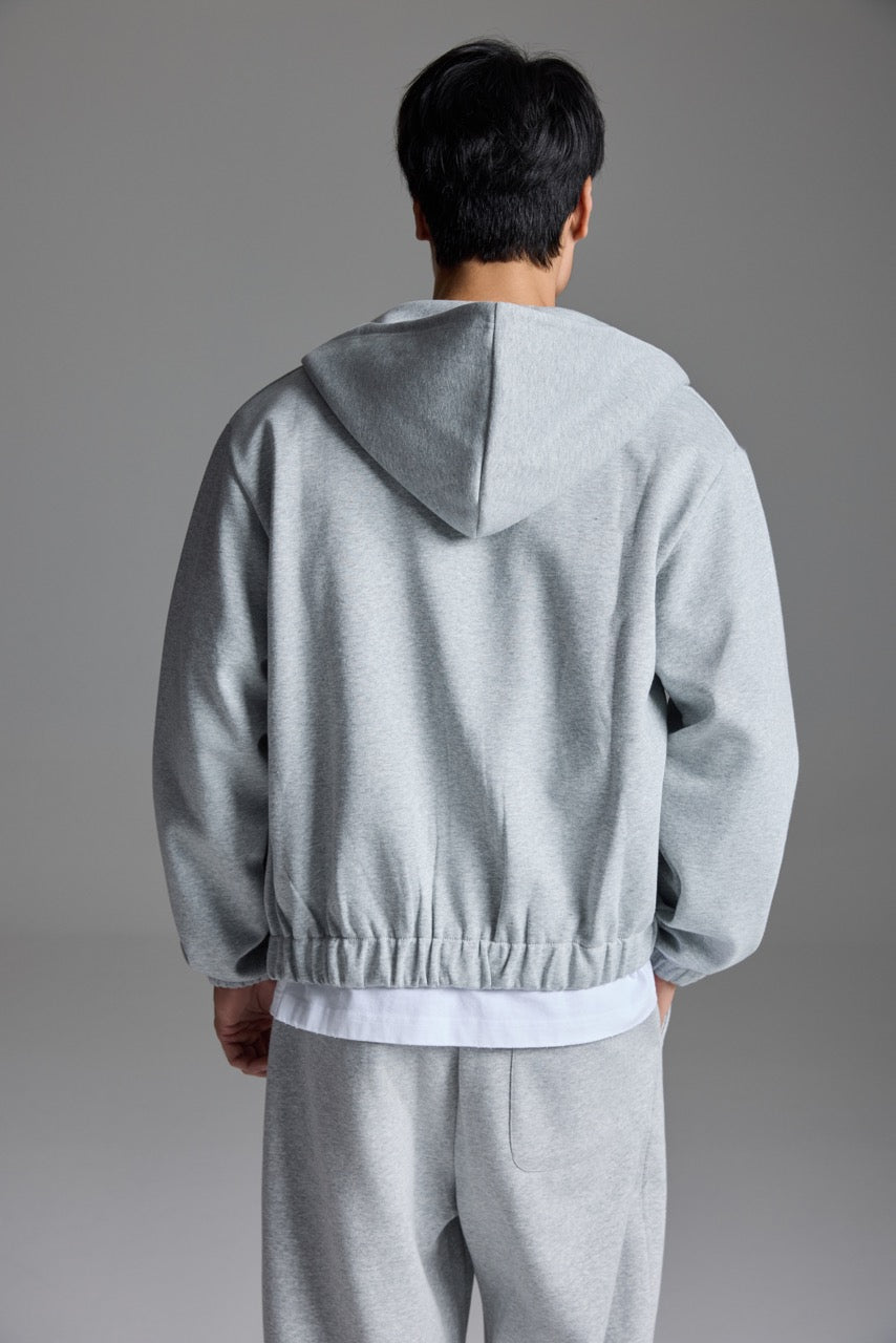 Scuba Knit Boxy Hoodie Grey