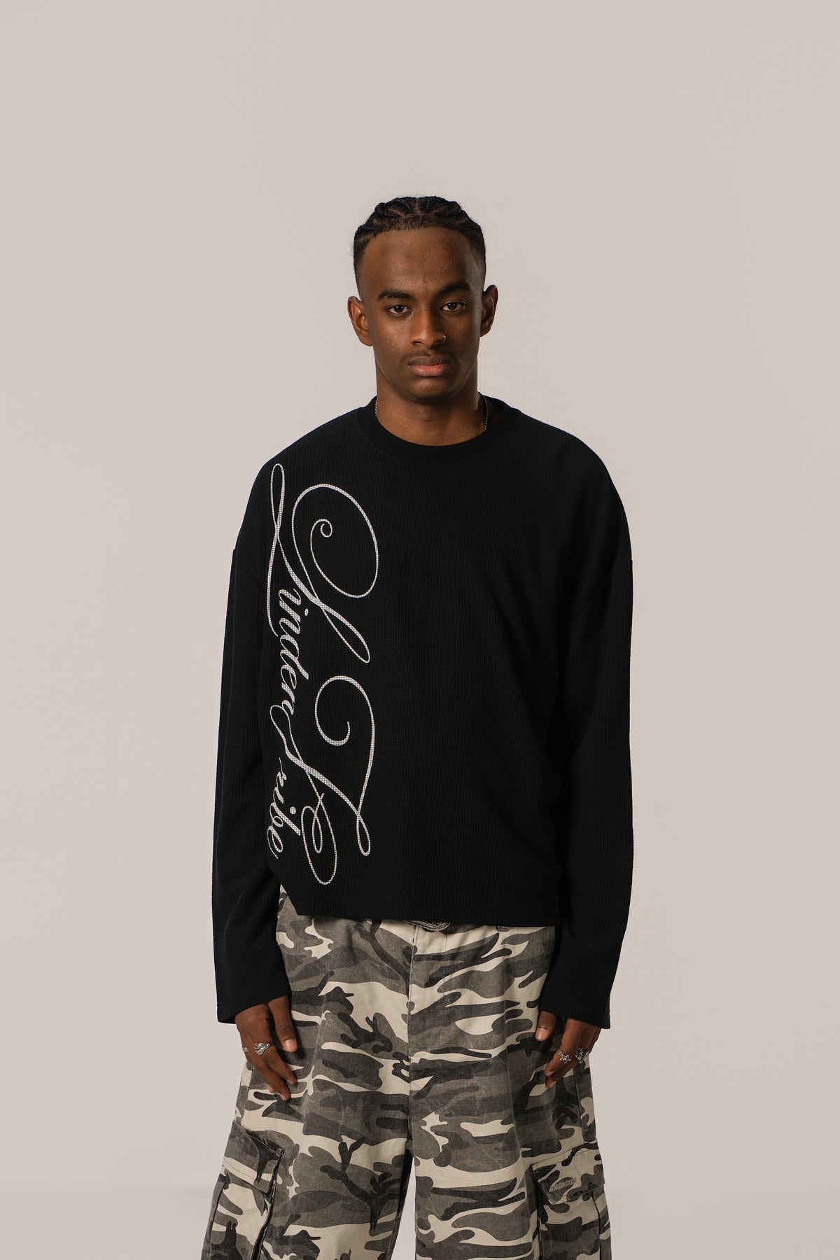 Waffle Sweatshirt Black