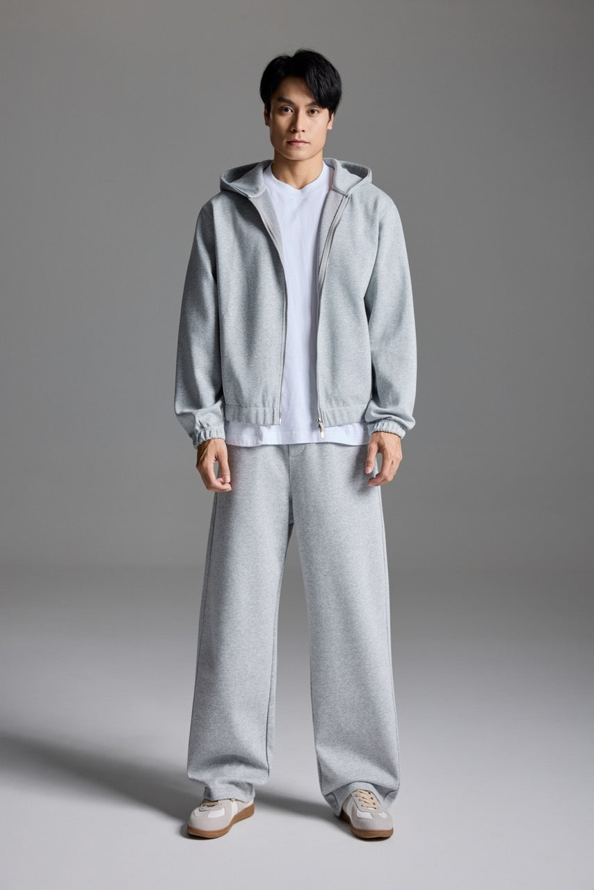 Scuba Knit Boxy Hoodie Grey