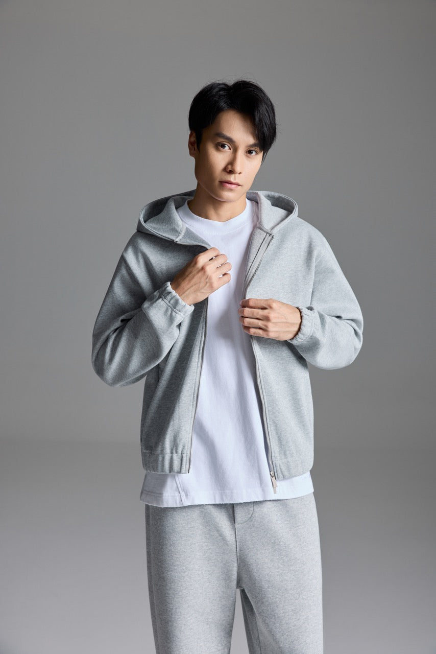 Scuba Knit Boxy Hoodie Grey