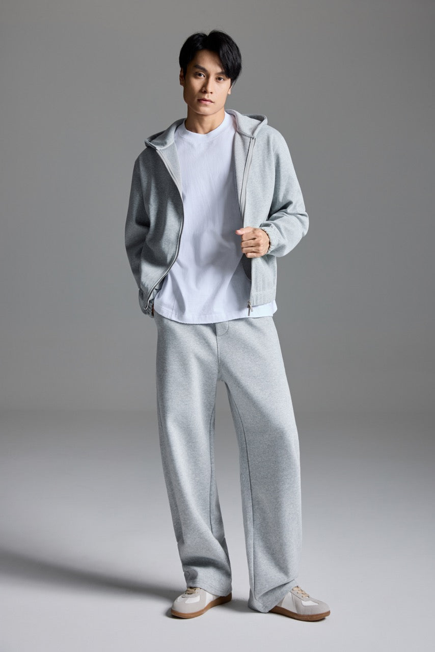 Scuba Knit Boxy Hoodie Grey