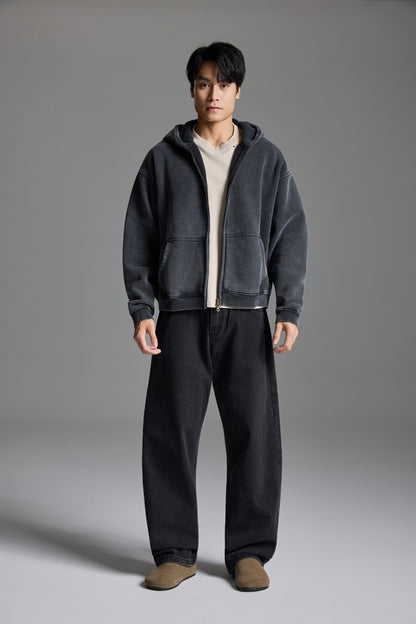Washed zip hoodie