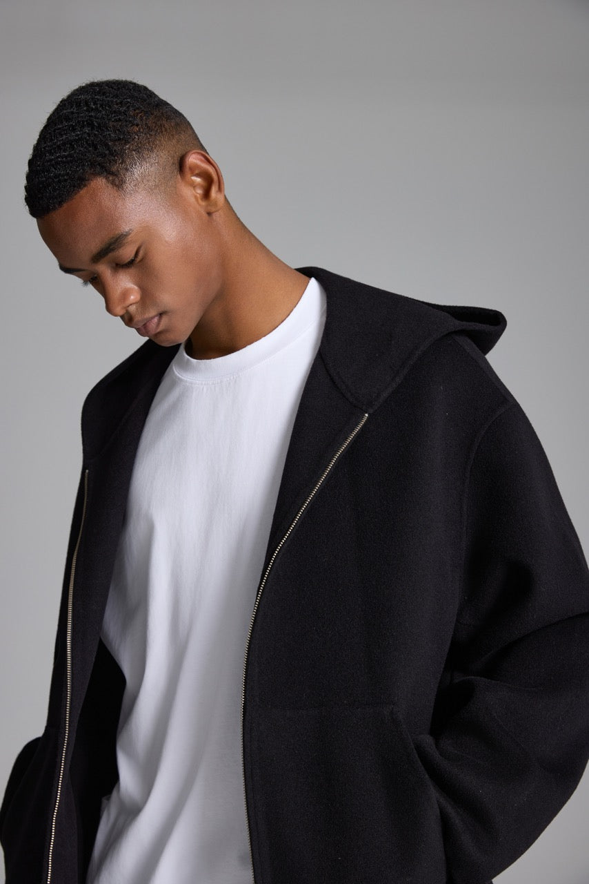 Cashmere jacket with hood