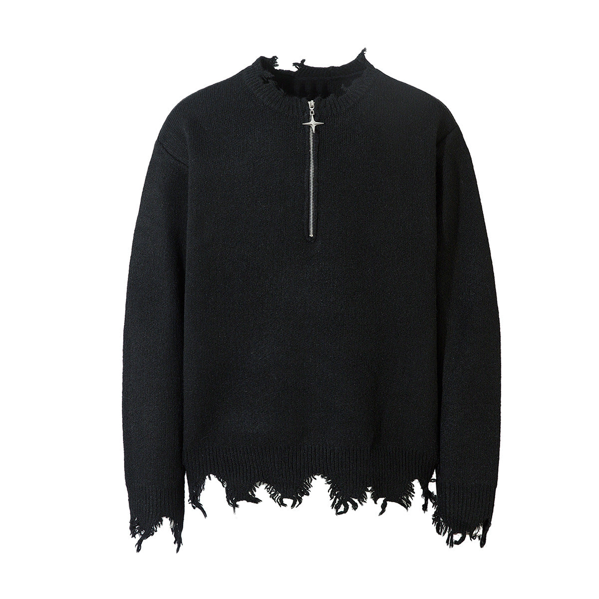 Heavy Destroied Half-zip Sweater WM158JYKMC205