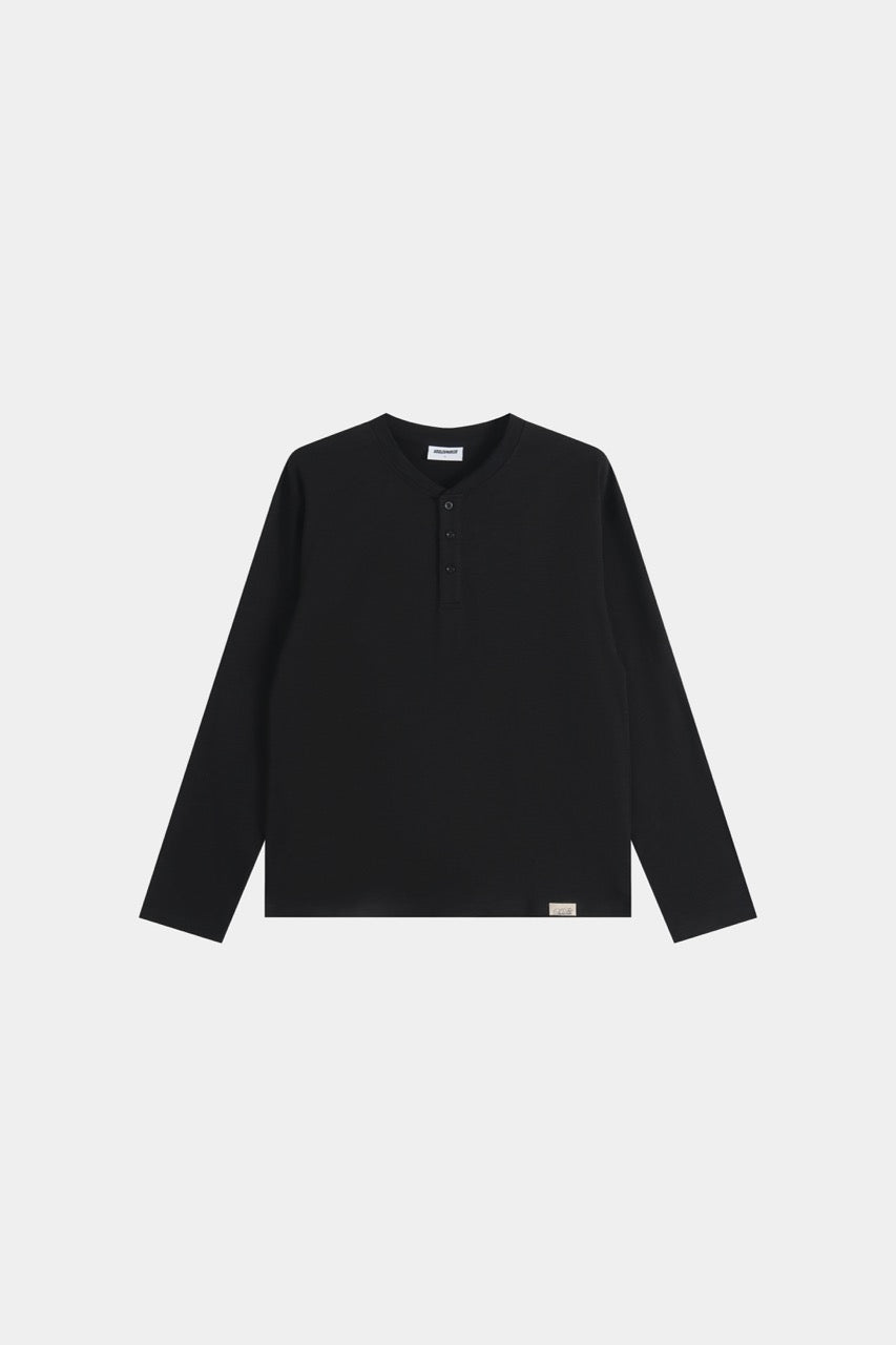 Slub Henley Sweatshirt - Black