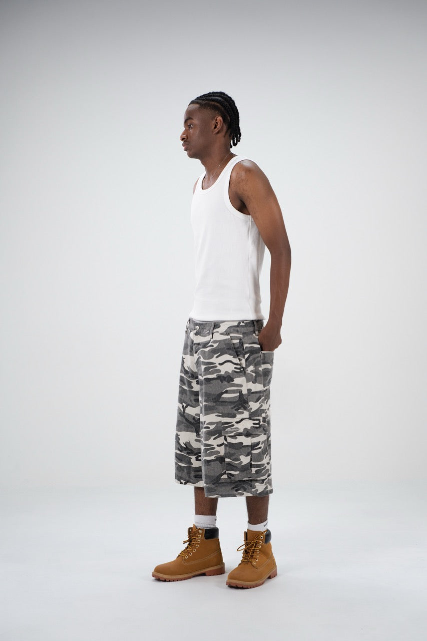 WOOLENMAKER Baggy Cargo Shorts Camo