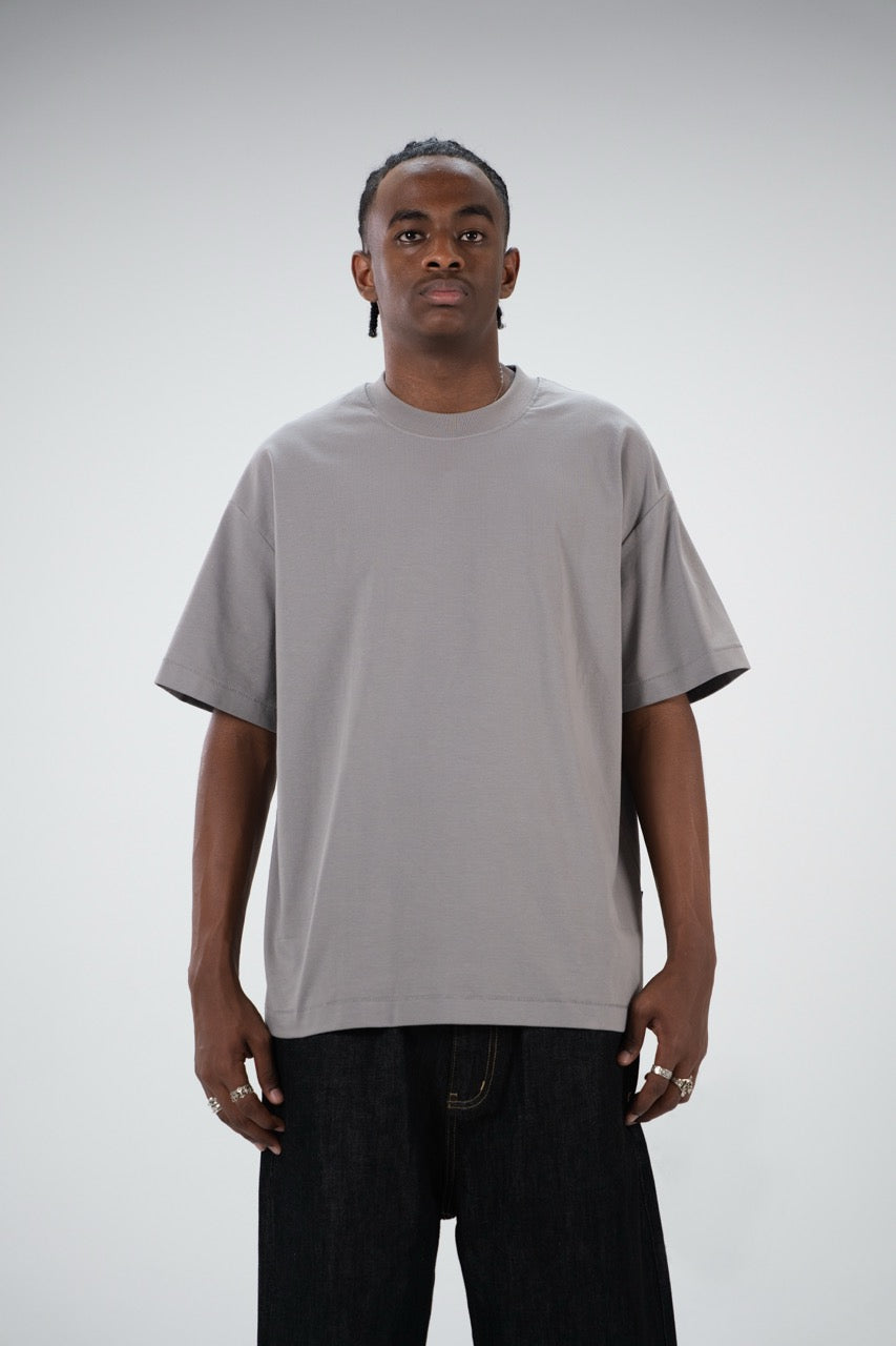 Camiseta de Hombro Caído Gris Medio
