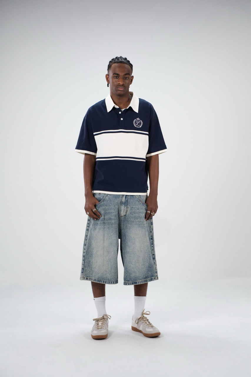 Striped Polo Shirt - Navy