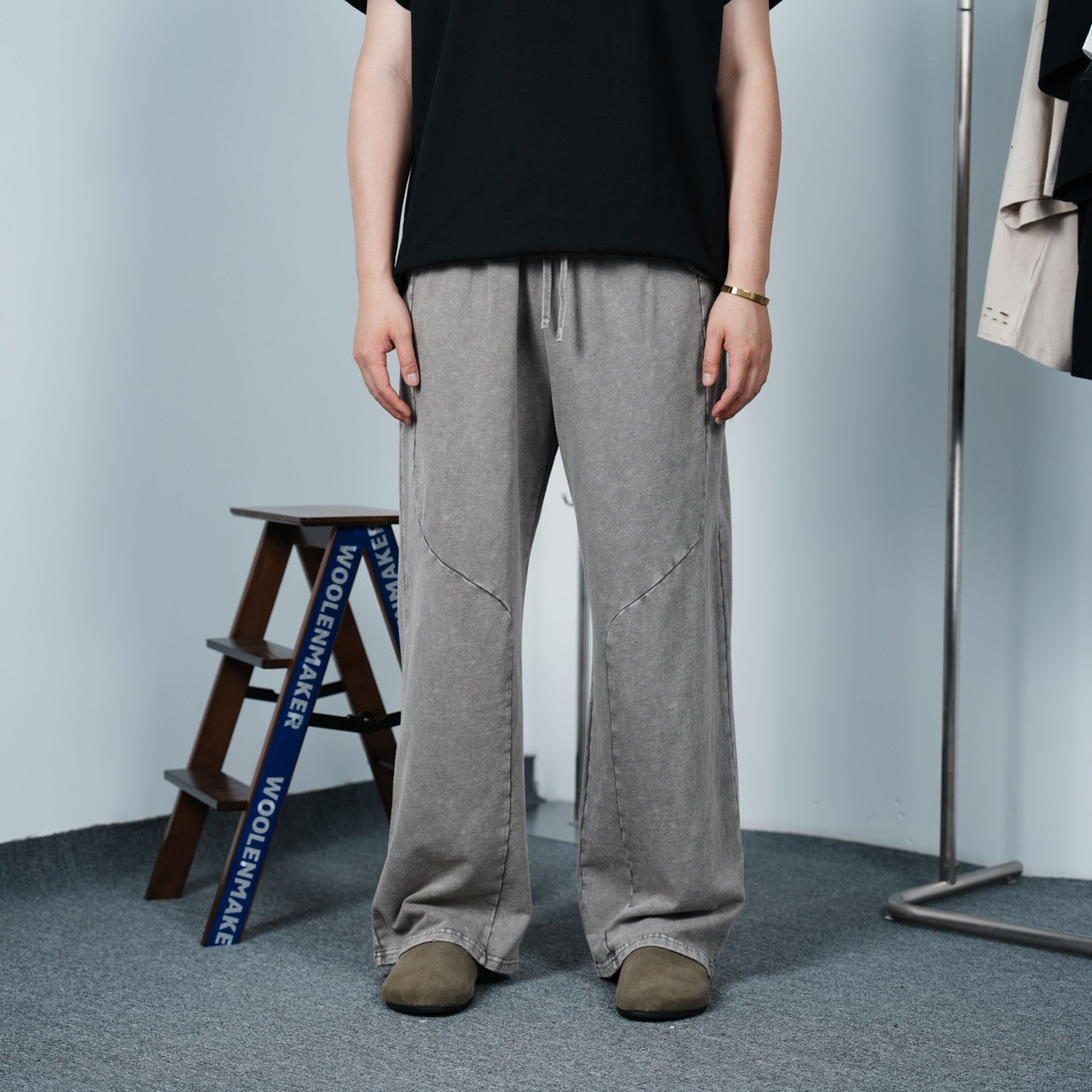 Washed Straight Sweatpants Grey