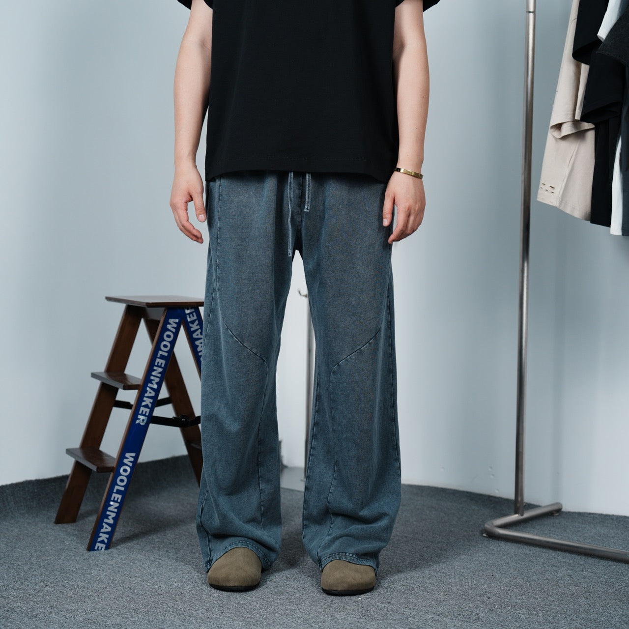 Washed Straight Sweatpants Blue