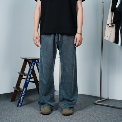 Washed Straight Sweatpants Blue