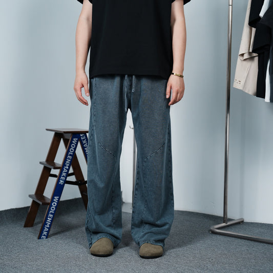 Washed Straight Sweatpants Blue