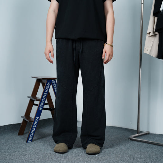 Washed straight sweatpants Black