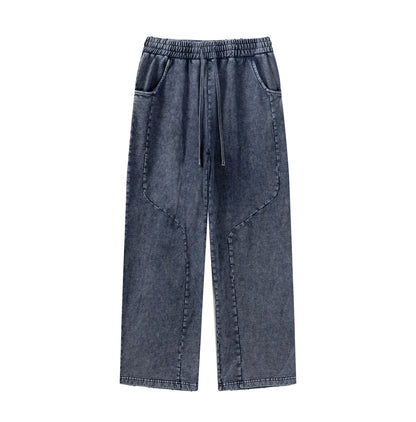 Washed Straight Sweatpants Blue