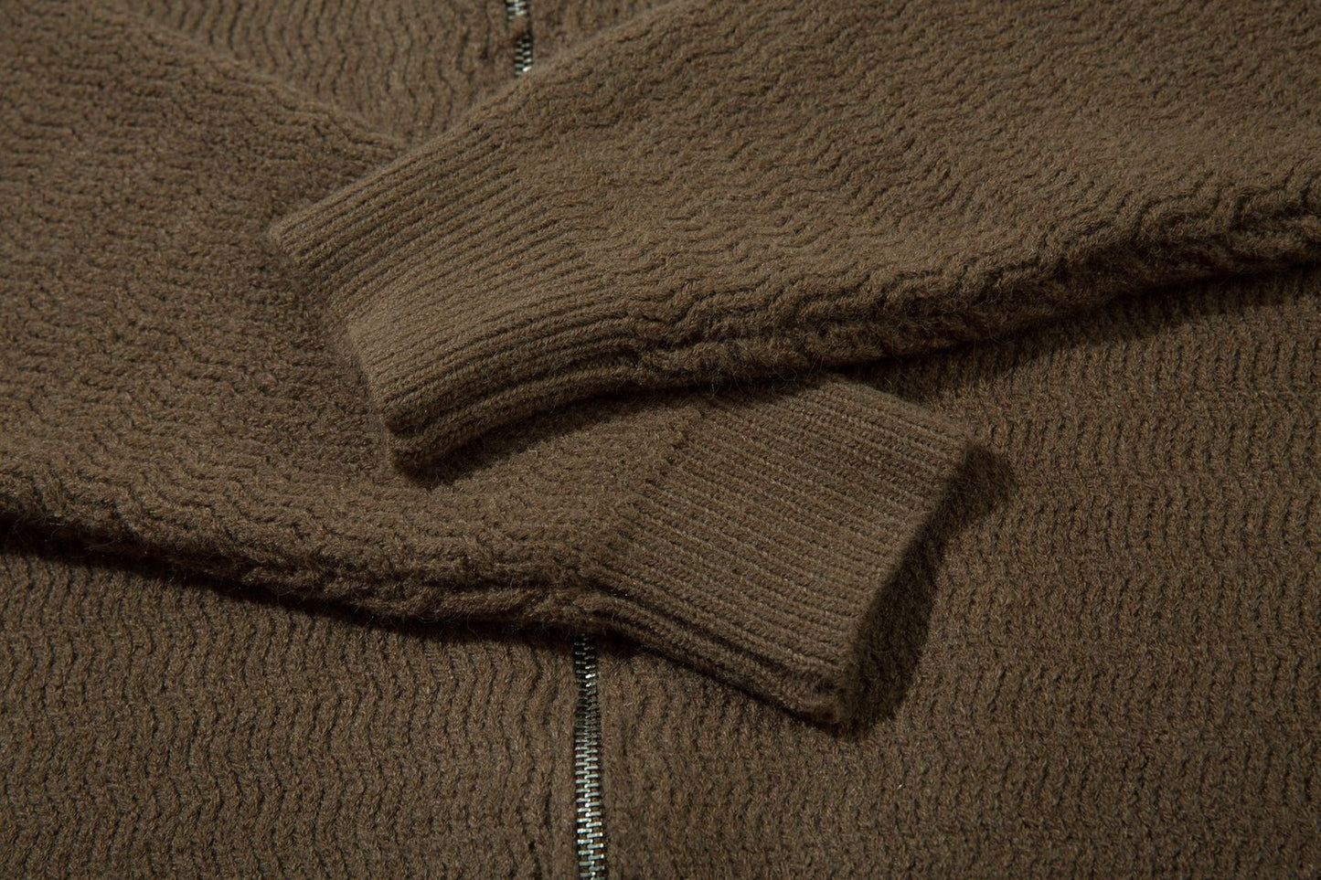 Hooded zipper knit sweater WM157JYKMCC211