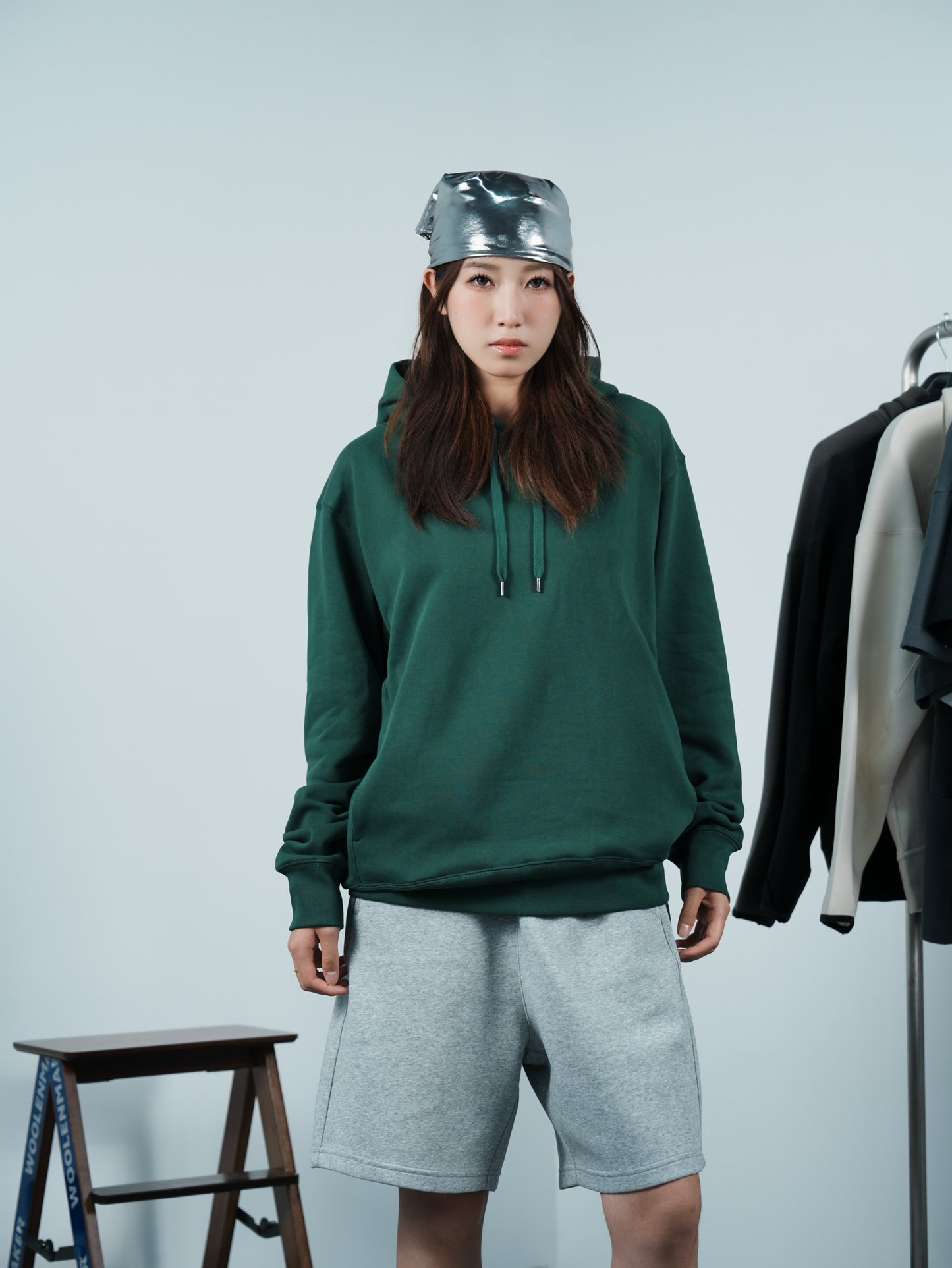 Basic Cotton Hoodie Green