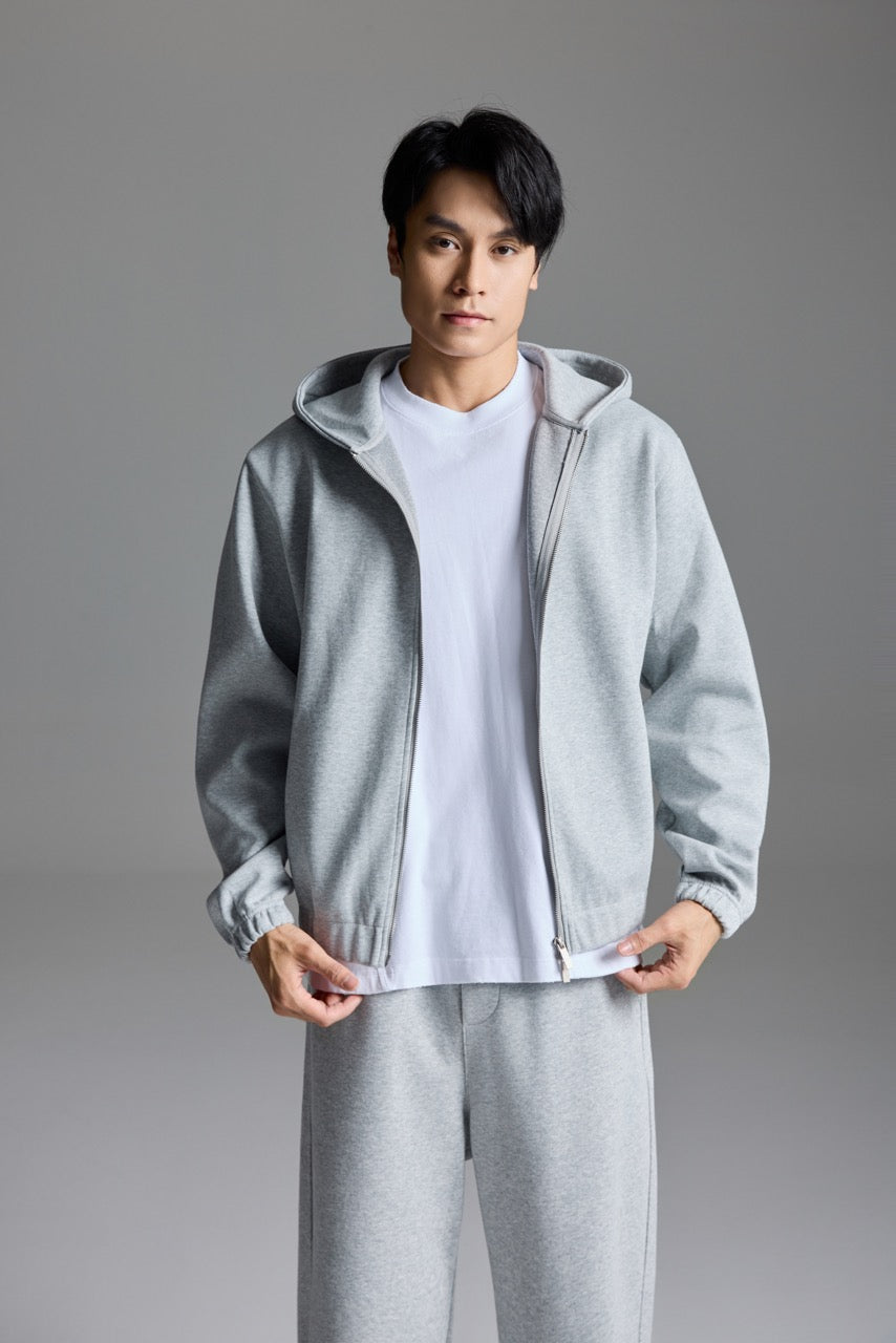 Scuba Knit Boxy Hoodie Grey