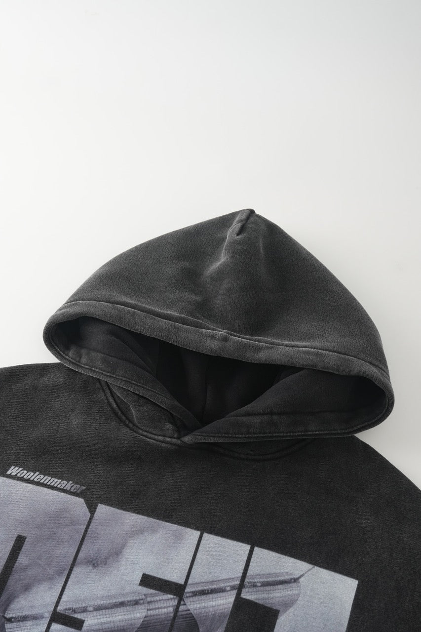 DOWNTOWN Washed Hoodie Black