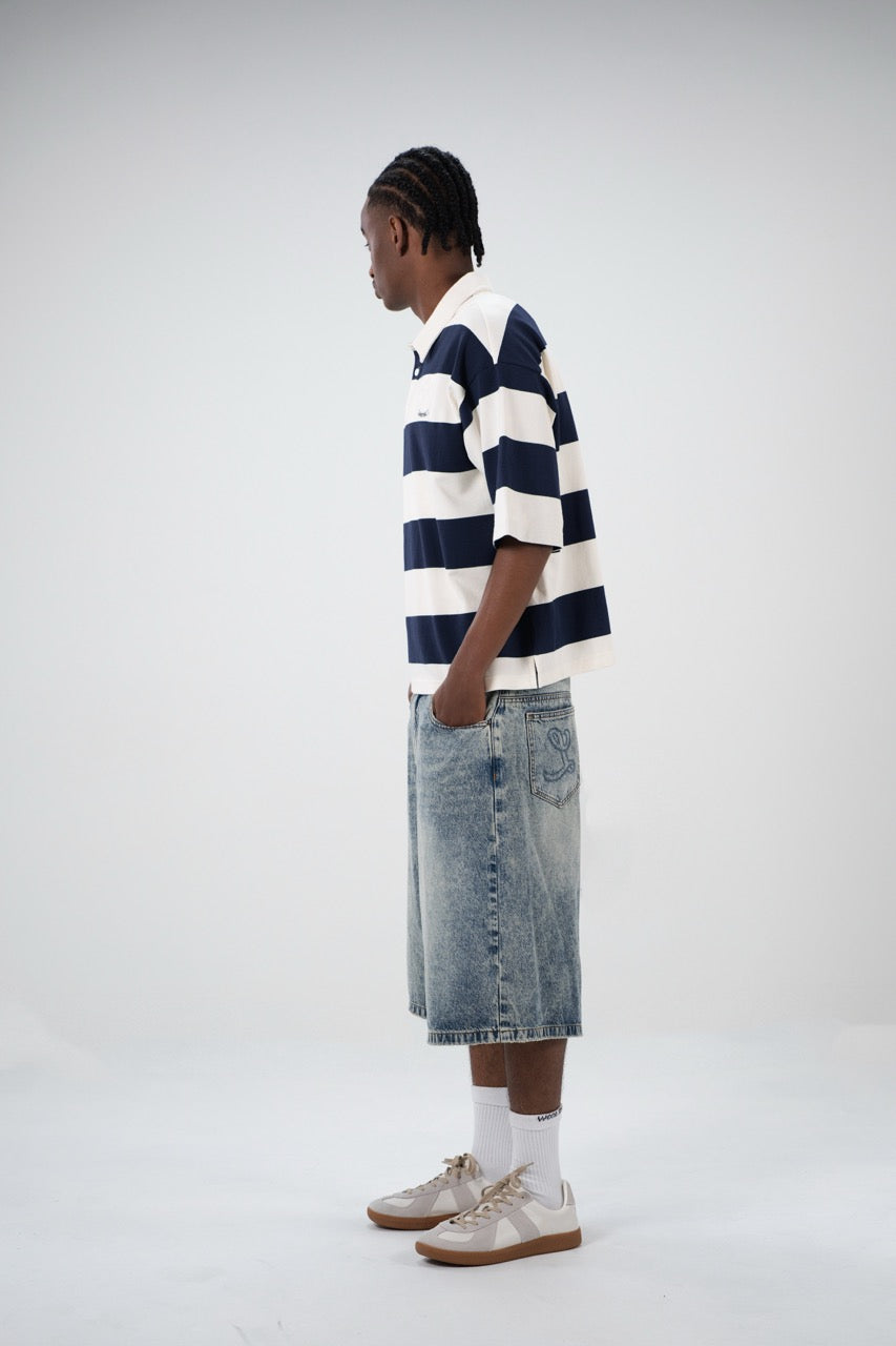 Striped Polo Shirt - Navy
