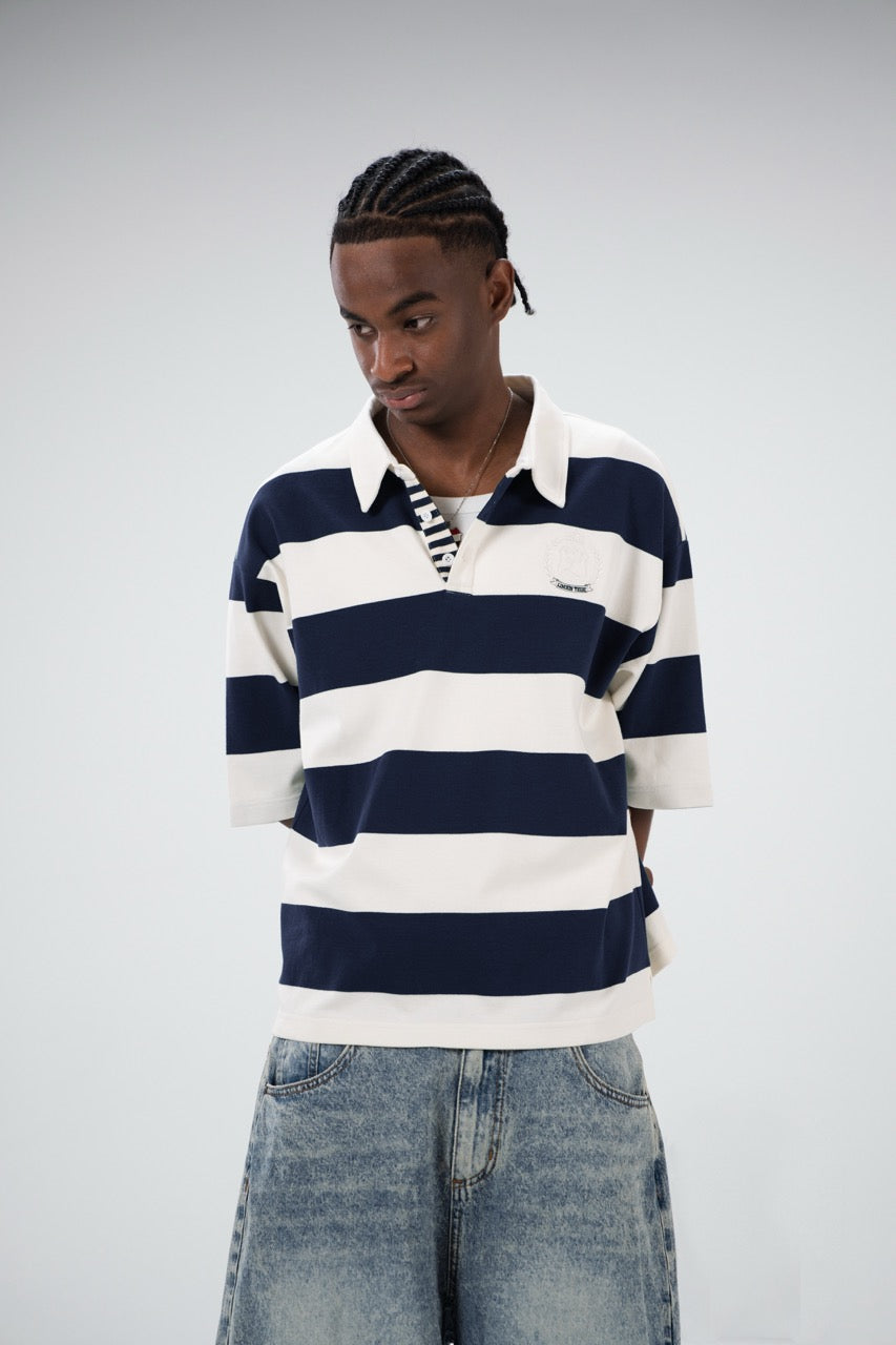 Striped Polo Shirt - Navy
